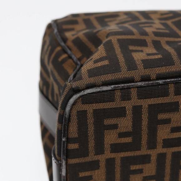 FENDI Zucca Canvas Vanity Pouch Brown Black Silver Auth 87877 - Picture 16 of 16